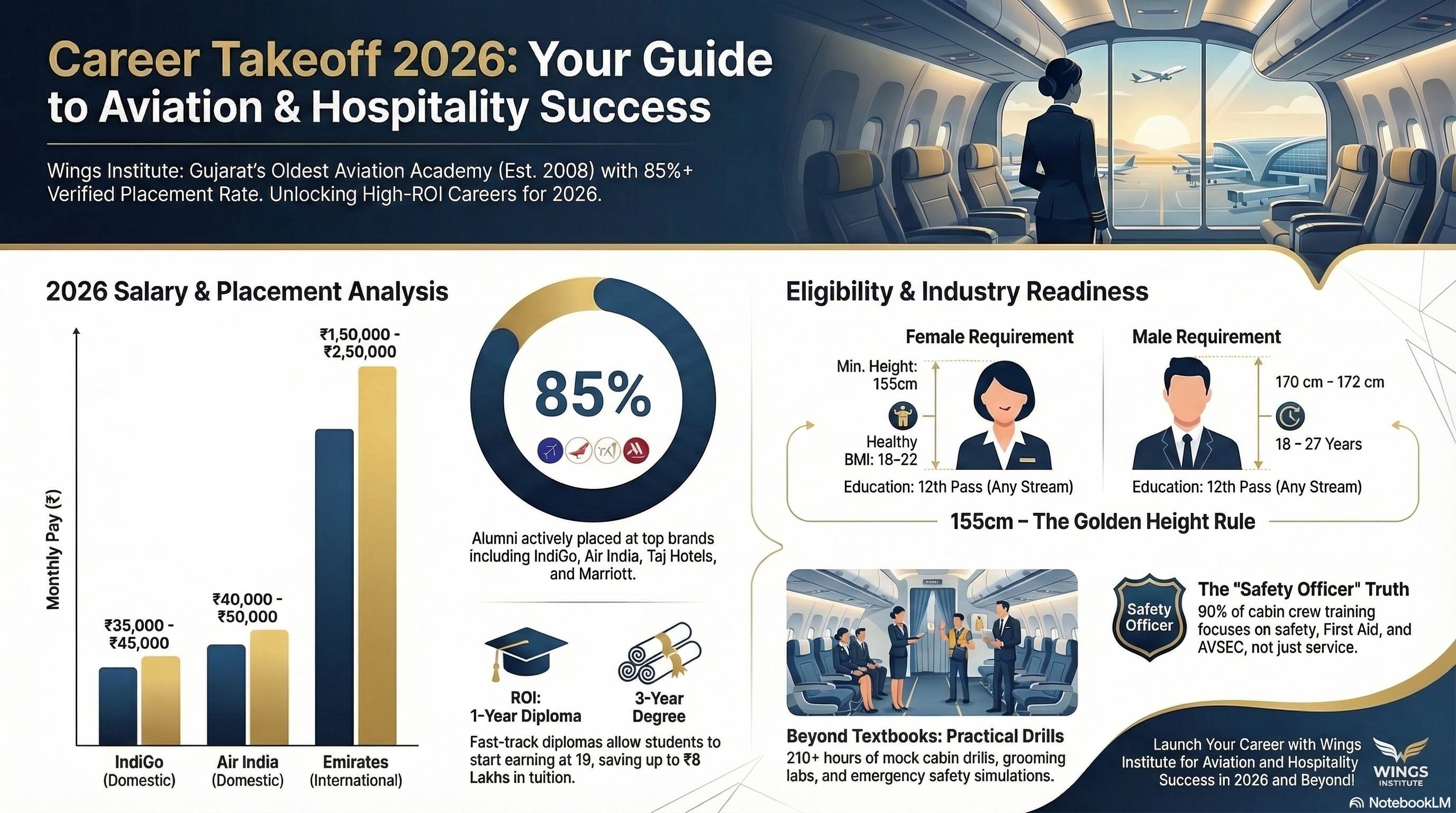 Airport Management Institute Placement Record 2026: How to Verify Real Success Rates - Ground Staff career guide from Wings Institute Vadodara Gujarat